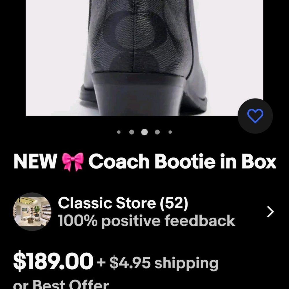 Gently Used Coach LEATHER BOOTS BLACK  Dean Bootie SIZE 11b ! Rare Size & Color